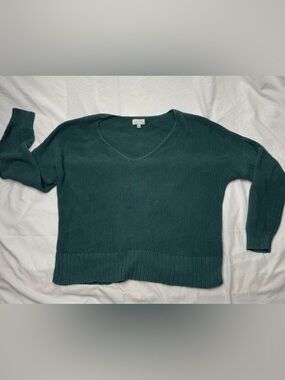 Lucky Brand Sweater Women’s Large Teal Chunky Knit Cotton Blend Boxy Pullover